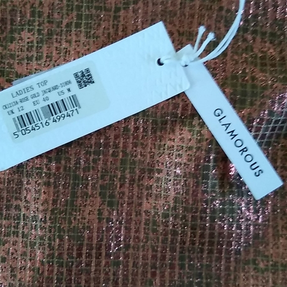 Glamorous Rose Gold Jacquard top - Picture 2 of 6